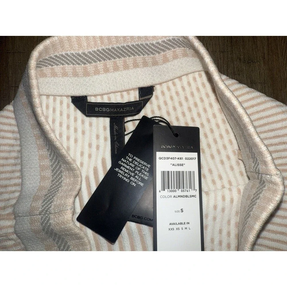 NWT BCBG Maxazria Alisse Striped Neutral Knit Jacquard Mini Skirt Size S $228